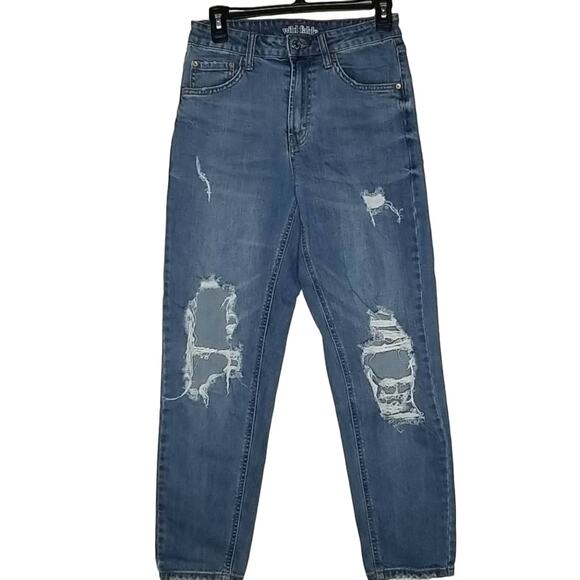 wild fable Denim - Wild Fable Jeans 2 high rise mom Light wash destroyed